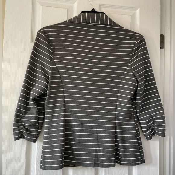 Soho Apparel Ltd. Grey & White Striped Blazer - Picture 5 of 5